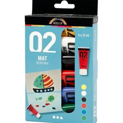 Creativ Company Akrylmaling mat 20 ml. - Basisfarver, 6 stk| Tegne- & Malegrej