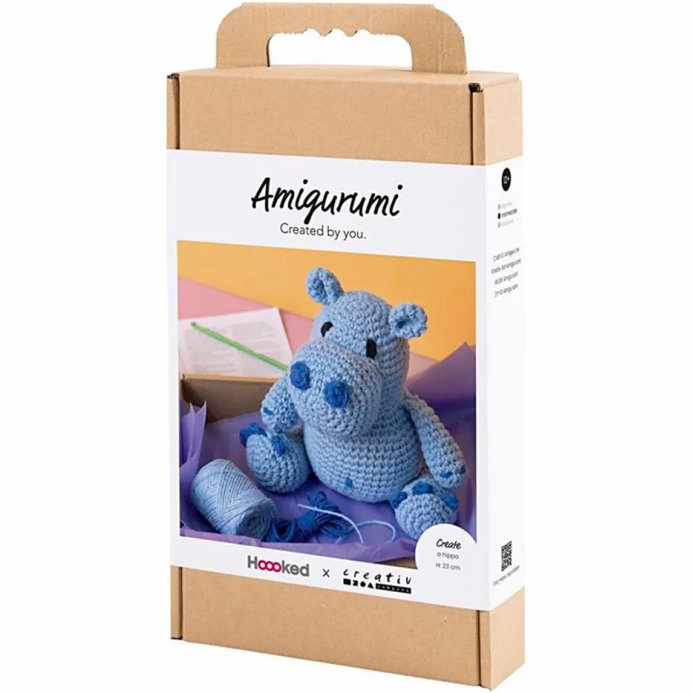 Creativ Company Amigurumi hæklekit - Flodhesten Frode| Voksenværk|Kreativ Leg