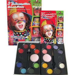 Ansigtsfarve - Palette m. 16 farver og idéer| Halloween|Fastelavn