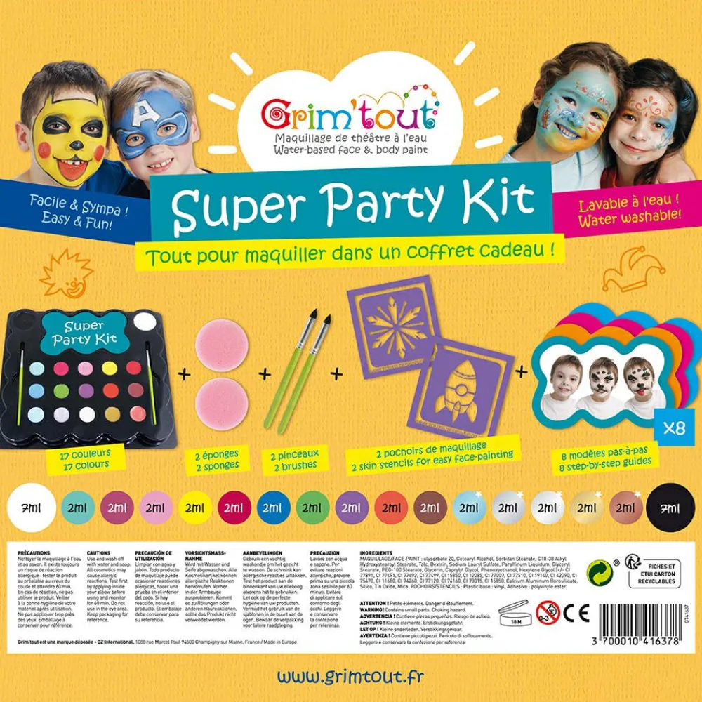 Grim'Tout Ansigtsfarve - Super Party Kit| Halloween|Fastelavn