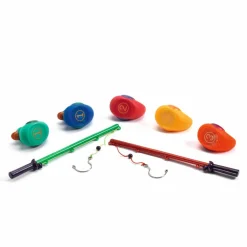Djeco Badeænder, 5 stk basis 8 cm + 2 fiskestænger| Badelegetøj|Strand- & Sandlegetøj