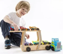 Melissa & Doug Biltransporter - Mega m. 6 racer biler| Legebiler|Dukkehus & Legesæt