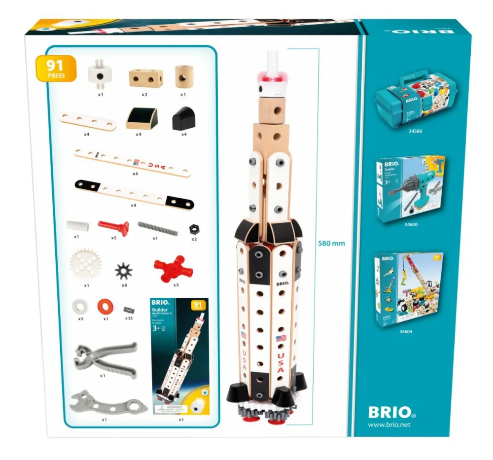 BRIO Builder - Apollo Saturn V| Bygge- & Træklodser|Byggesæt