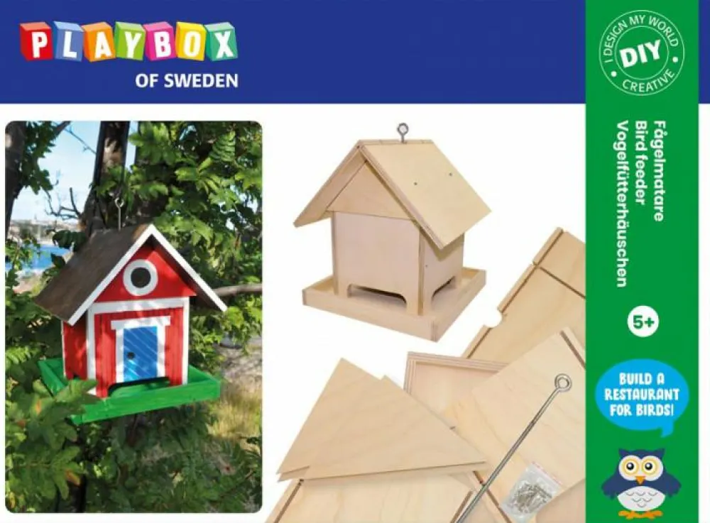 Playbox Byg & Mal - Fuglefoderbræt| Byggesæt|Tegne- & Malegrej
