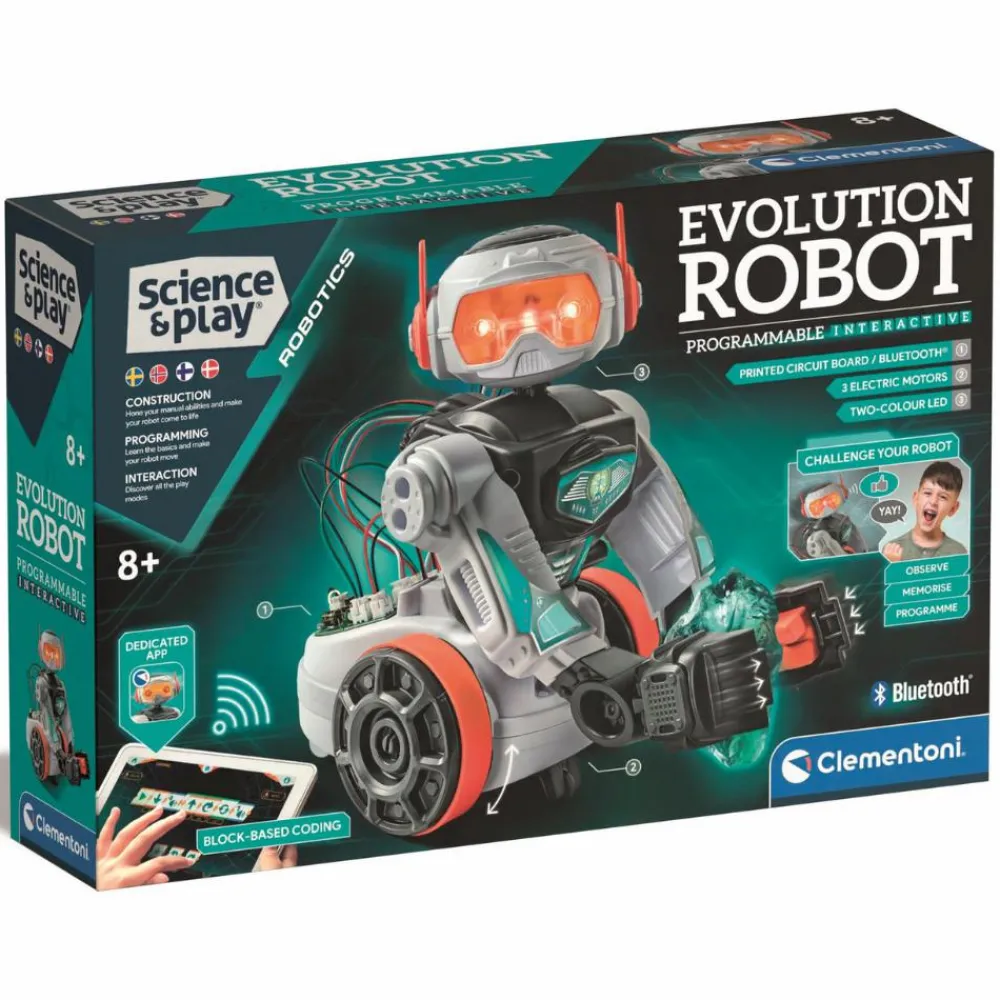 Clementoni Byg & programmér - Evolution Robot 2.0| Stem Læringslegetøj|Robot Legetøj