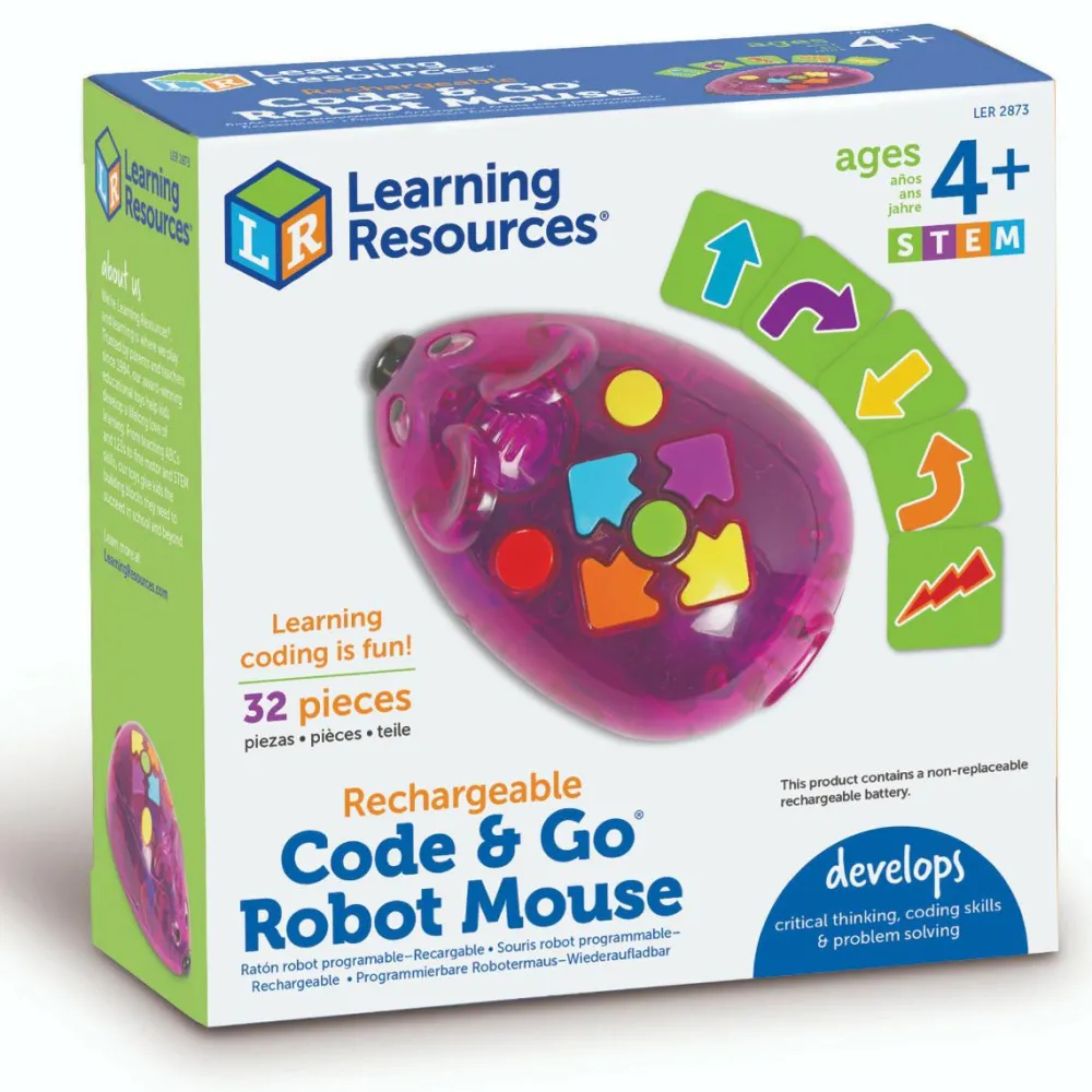 Learning Resources Code & Go Robotmus (genopladelig)| Stem Læringslegetøj|Robot Legetøj