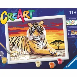 CreArt Paint by Numbers - Tiger| Voksenværk|Krea-Fitness