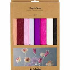 Creativ Company Crepepapir m. stræk - Lilla/pink, 8 ark| Påske|Kreativ Leg