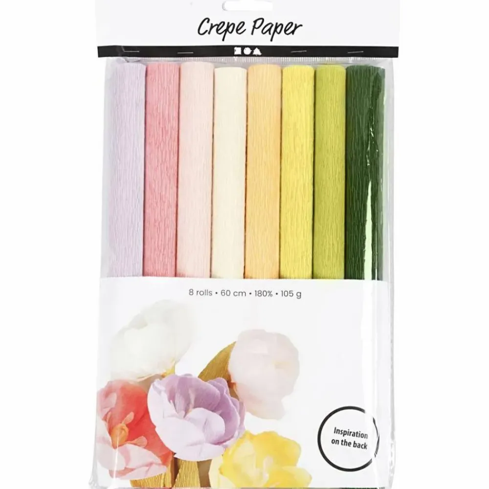 Creativ Company Crepepapir m. stræk - Pastel, 8 ark| Påske|Kreativ Leg