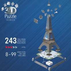 3D puslespil LED m. 216 brk. - Eiffeltårnet| Voksenværk|Puslespil