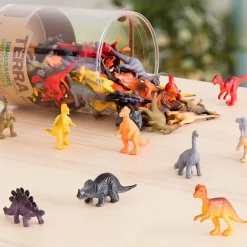 Dyrefigurer i spand - Dinosaurer, 60 stk| Dinosaur Legetøj|Dyrefigurer