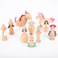 tickit® Eventyrkarakterer - Træfigurer, 10 stk| Trælegetøj|Dyrefigurer