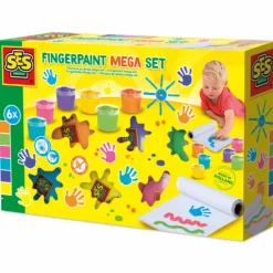 SES Creative Fingermaling - 6 x 110 ml - Inkl. papirrulle| Tegne- & Malegrej|Tumlinge Legetøj