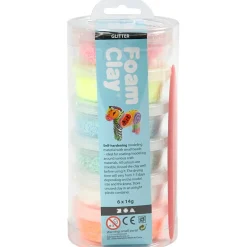 Creativ Company Foam Clay 6 x 14 gr. - Glitter| Påske|Kreativ Leg
