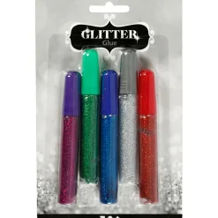 Creativ Company Glitterlim 10 ml. - Kulørt, 5 stk| Kreativ Leg|Jul
