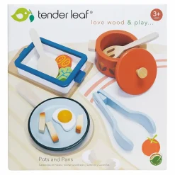 Tender Leaf Grydesæt i træ - Potte, pande og fad| Økologisk Eller Bæredygtig|Trælegetøj
