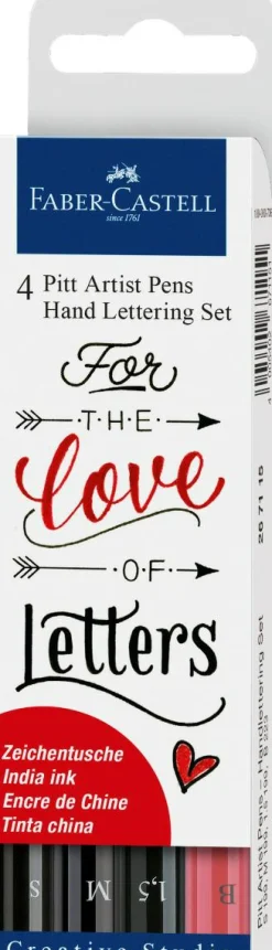 Faber-Castell Hand Lettering, Pitt artist pen, 4 stk| Voksenværk|Tegne- & Malegrej