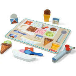 Melissa & Doug 2-i-1 legesæt og puslespil - Iscafé, 16 dele| Rolleleg|Puslespil