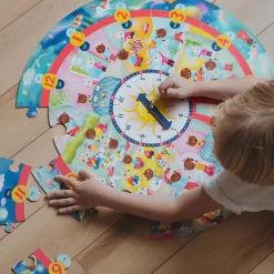 eeBoo Jumbo puslespil m. 25 brk - Døgnets timer| Økologisk Eller Bæredygtig|Lær Klokken