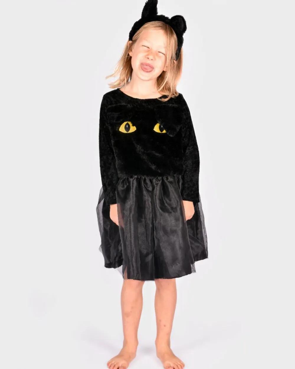 Den Goda Fen Kattekjole- og ører, str. 4-6 år| Halloween|Fastelavn