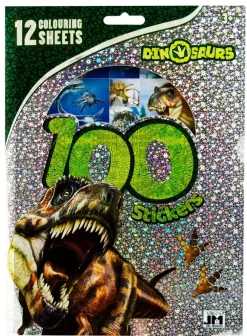 Klistermærker 100 stk + tegninger 12 stk, Dino| Legetøj Til Ferien|Dinosaur Legetøj