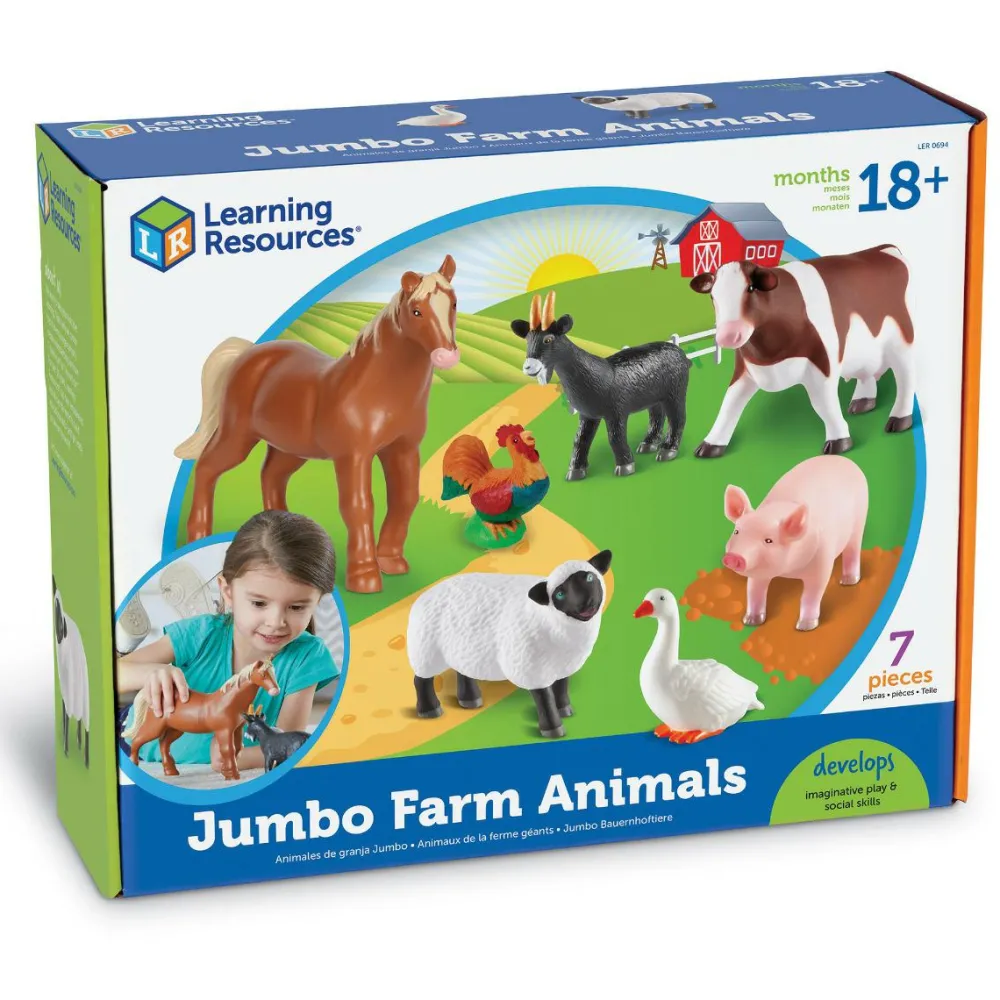 Learning Resources Kæmpe bondegårdsdyr, 7 stk| Tumlinge Legetøj|Dyrefigurer