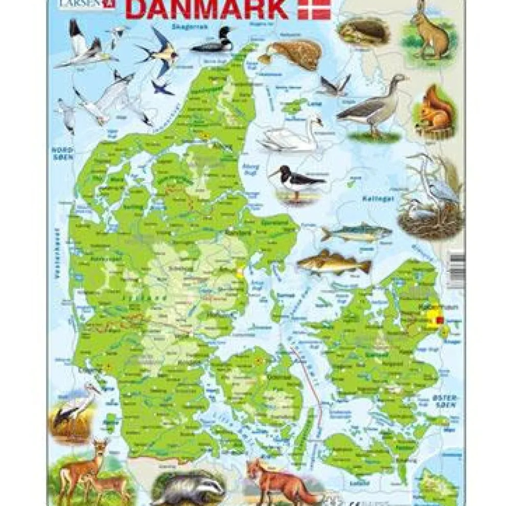 Larsen puslespil -Danmarkskort| Naturvidenskab|Puslespil