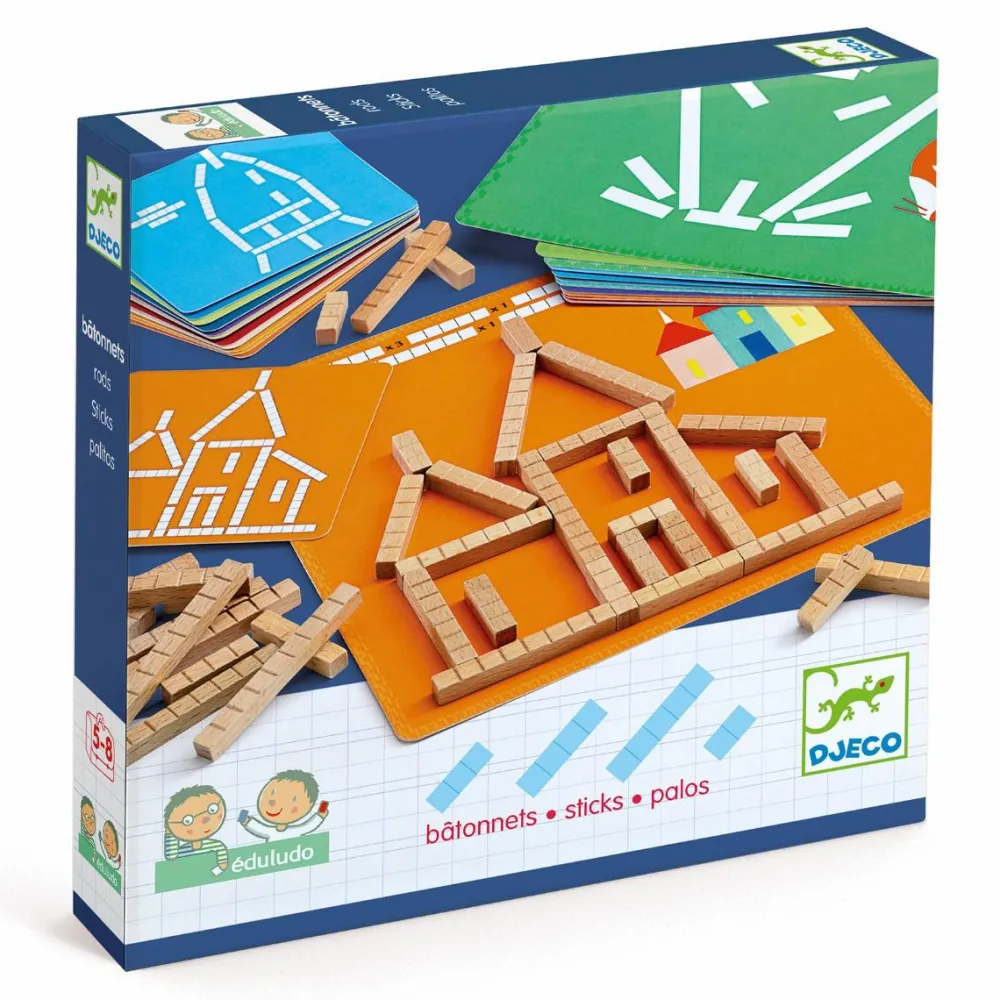 Djeco Logikspil - Eduludo, Sticks| Logik & Talforståelse|Spil