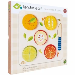 Tender Leaf Lær brøker med citrusfrugter| Økologisk Eller Bæredygtig|Trælegetøj