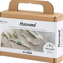 Creativ Company Macramé kit mini - Nøgleringe m. krystaller, 3 stk| Voksenværk|Kreativ Leg