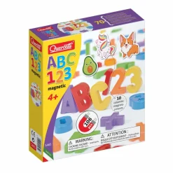 Quercetti Magnetsæt med ABC, 123 og figurer, 106 dele| Sprog & Leg|Matematik & Leg