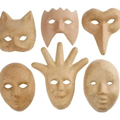 Creativ Company Masker i papmaché, 6 stk| Kreativ Leg|Fastelavn