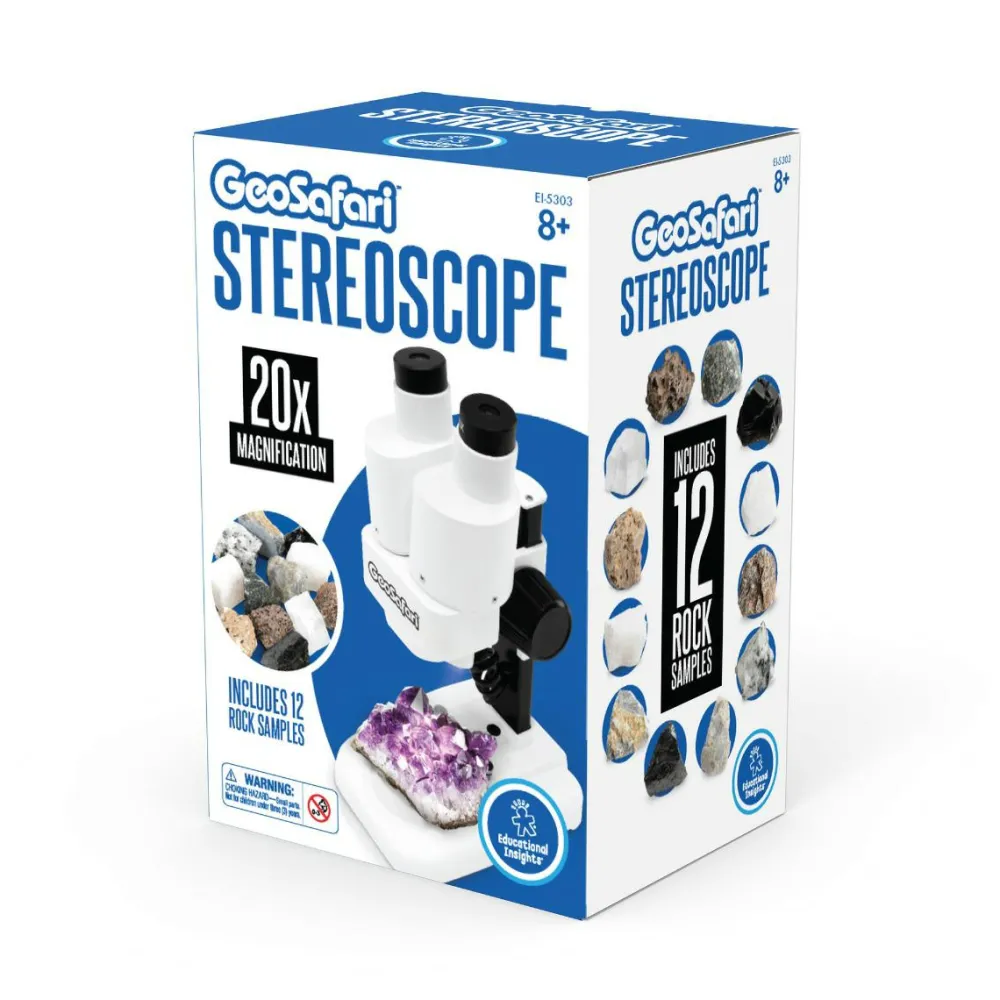 Learning Resources Mikroskop, Stereo 10-20x - Inkl. 12 stenprøver| Naturvidenskab|Eksperimenter