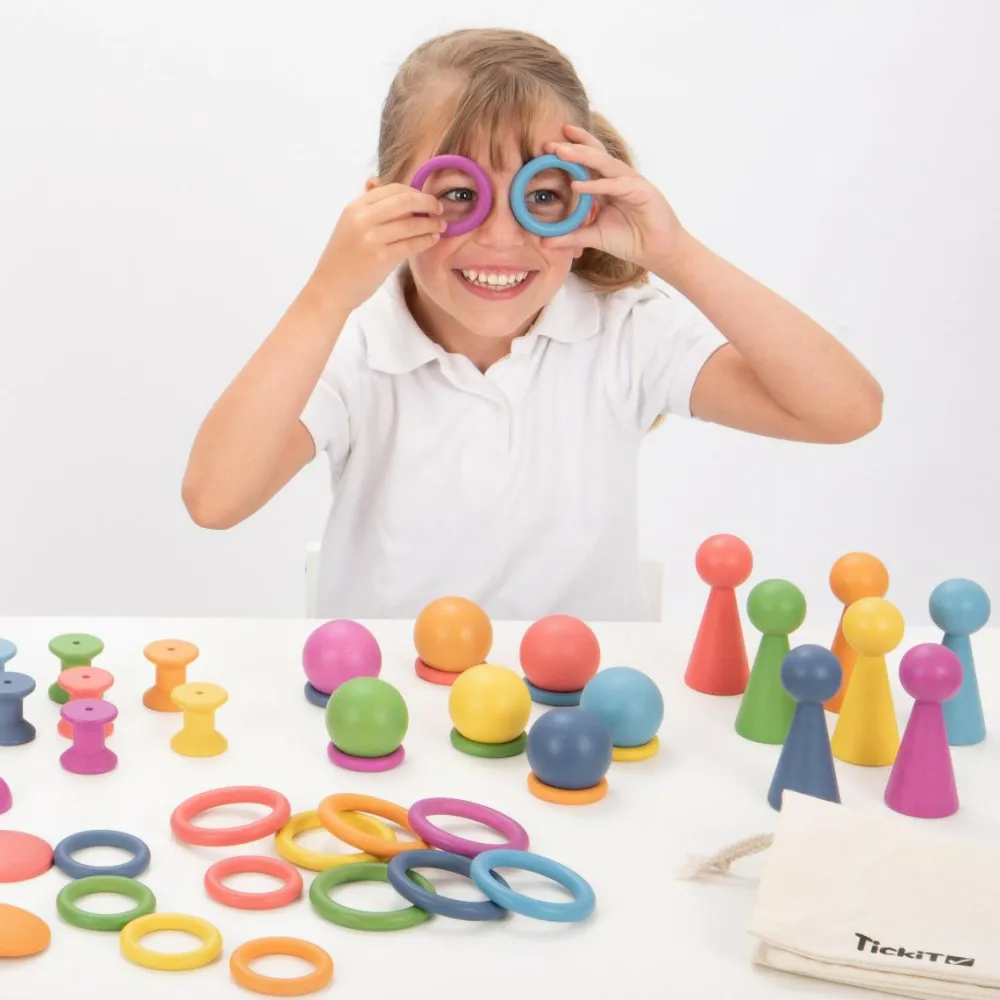 tickit® Montessori regnbue sæt, 84 dele| Trælegetøj|Montessori