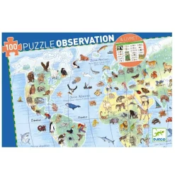Djeco Observationspuslespil m. 100 brikker - Verdens dyr| Puslespil
