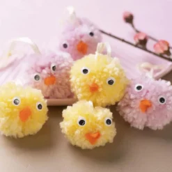 Creativ Company Påskepose - Lav pompon påskekyllinger, 6 stk| Påske|Kreativ Leg