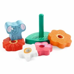 Djeco Puzz & Stack Happy - 2-i-1 stabletårn| Sorterings- & Stablelegetøj|Puslespil