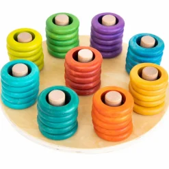 Regnbuebræt med ringe| Trælegetøj|Montessori