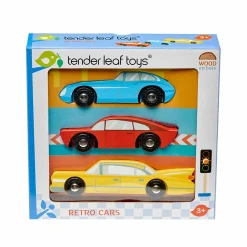 Tender Leaf Retrobiler, 3 stk| Økologisk Eller Bæredygtig|Trælegetøj