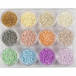 Creativ Company Rocaiperler Ø3 mm - Pastel, 12 x 17 gr.| Lav Selv Smykker|Kreativ Leg