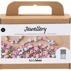 Creativ Company Smykkekit m. træperler - Pastelfarver| Lav Selv Smykker|Kreativ Leg