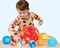 Solsystem i træ, 12 dele| Trælegetøj|Montessori