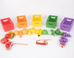 tickit® Sorter i kasser - Grøntsager og frugter| Trælegetøj|Montessori