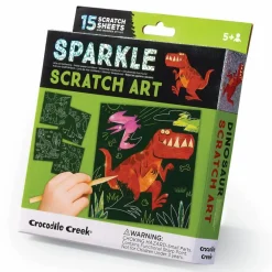 Crocodile Creek Sparkle Scratch Art - Dinosaurer| Dinosaur Legetøj|Tegne- & Malegrej