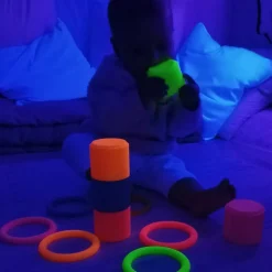Dëna Stablekopper i silikone - Neon, 6 stk| Tumlinge Legetøj|Sorterings- & Stablelegetøj