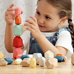 Stablesten af træ, 36 stk| Montessori|Sorterings- & Stablelegetøj