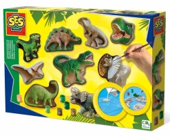 SES Creative Støb & Mal - Dinosaurer, 9 forskellige| Økologisk Eller Bæredygtig|Krea-Fitness