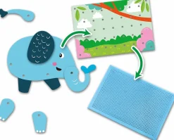 SES Creative Stiftmosaik med bevægelige dyr| Kreativ Leg
