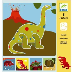 Djeco Tegneskabeloner - Dinosaurer, 5 stk| Kreativ Leg|Dinosaur Legetøj