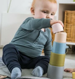 Dantoy tiny BIO - Byggebægre, 7 dele| Økologisk Eller Bæredygtig|Sorterings- & Stablelegetøj
